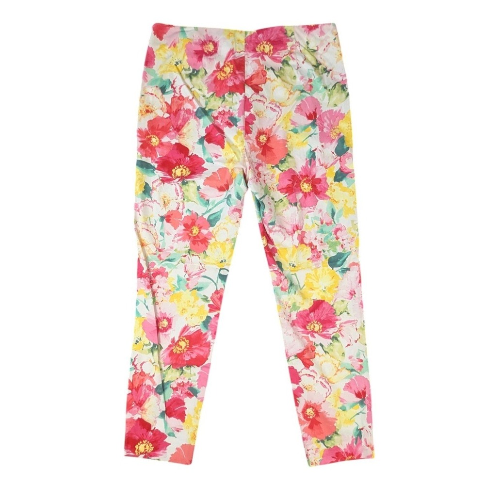 Polo Ralph Lauren Floral Ankle Pants Pink Yellow Size 8 Stretch Cotton Slim Fit